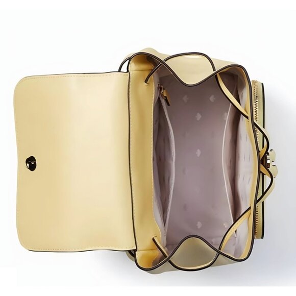 ♤ Kate Spade Grain Leather Backpack Drawstring & Snap Closure Front Zip Pocket - Picture 4 of 6